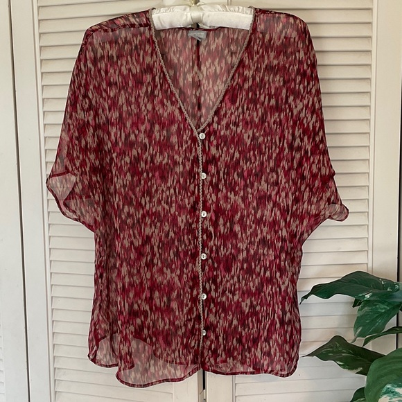 Converse One Star Tops - Converse Red and White Sheer Blouse